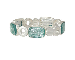 Polished Silver and Teal Stone Bracelet