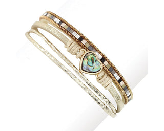 Multi-Layer Abalone Heart Bracelet