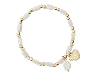 Pink Shell with Heart & Pearl Bracelet
