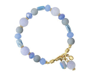 Blue Agate & Glass Beaded Bracelet