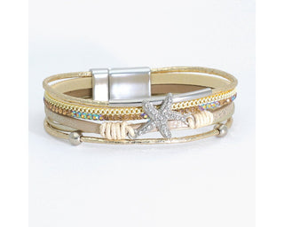 Multi Tan Silver Starfish Bracelet