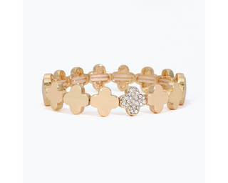 Gold And Pave Clovers Bracelet
