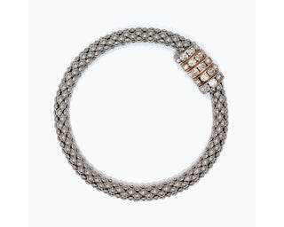 Silver Weave Chain With Crystal Bracelet