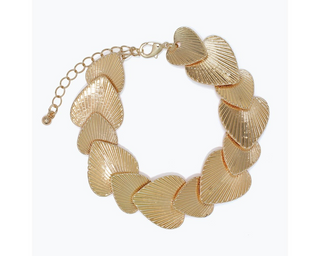 Linked Radial Gold Hearts Bracelet