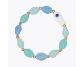 White Fish With Aqua Beads Bracelet