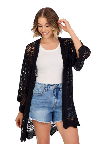 Show Me Off Crochet Cardigan In Black