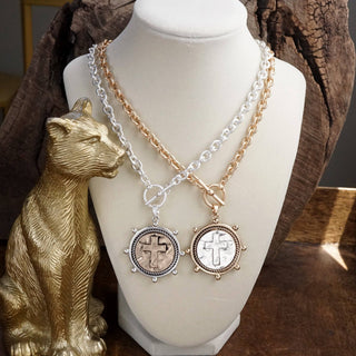 Cross Coin Chain Necklace