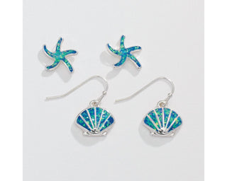 Blue Glitter Sea Life Duo Earrings