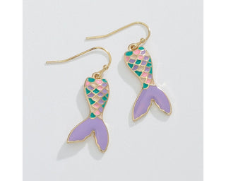 Purple Mermaid Tail Earrings