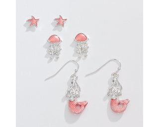 Pink Sea Life Trio Earrings