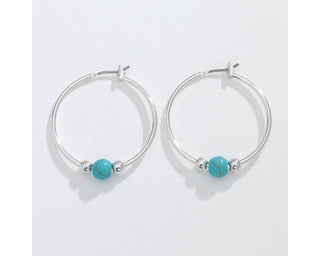 Silver Hoops with Turquoise Beads