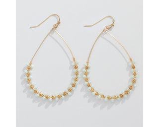 Mint Beads & Gold Tear Drop Earrings