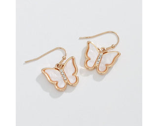 Gold & White Butterfly Earrings