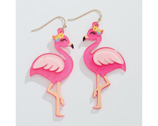 Pink Glitter Flamingo Earrings