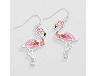 Pink Enamel Flamingo Earrings