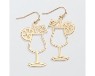 Gold Tropical Drink Cutout Earrings