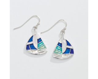 Blue Enamel Sailboat Earrings