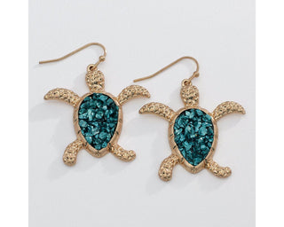 Turquoise Flake Turtle Earrings