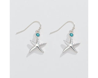 Aqua Crystal & Starfish Earrings