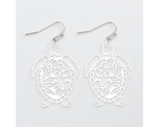 Silver Turtle Cutout Earrings