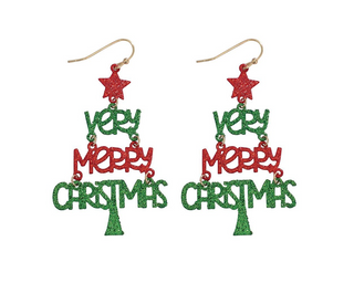 Very Merry Christmas Tree Earrings