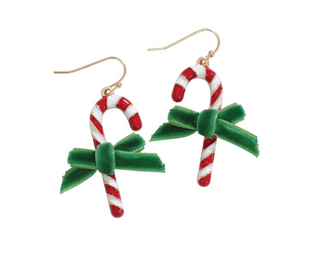 Candy Canes With Velvet Bow Earrings