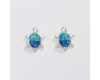 Blue Shimmer Turtle Earrings