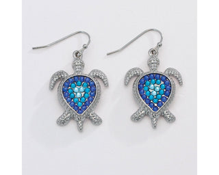 Brilliant Blue Crystal Turtle Earrings