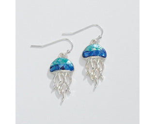 Aqua Inlay Jellyfish Earrings