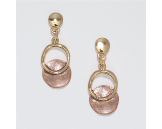 Gold Drop Earrings With Mocha Enamel