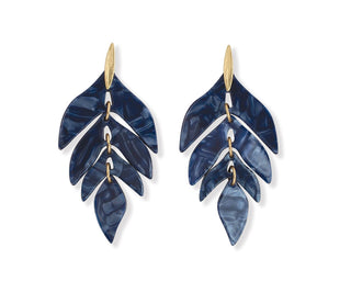 Blue Feather Drop Earrings