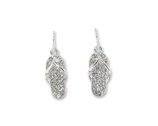 Silver Crystal Flip-Flop Earrings