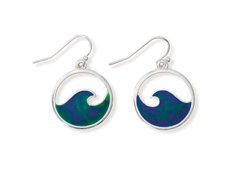 Blue Swirl Wave Earrings