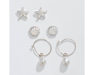 Silver Sea Life Trio Earrings