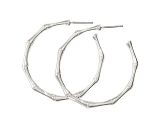 Silver Bamboo Hoop Earrings