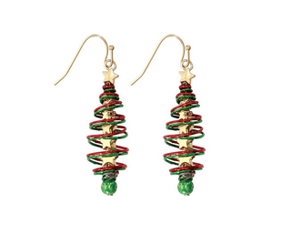 Wire Twisted Christmas Tree Earrings