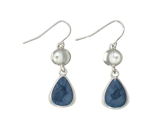Silver & Blue Resin Drop Earrings