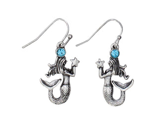 Mermaid with Aqua Crystal Earrings