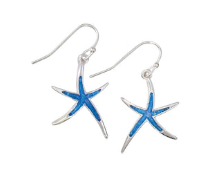 Blue Glitter Starfish Earrings