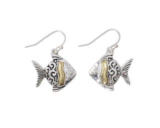 Two-Tone Silver Fish Earrings