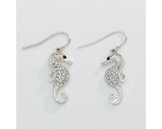 Silver & Crystal Seahorse Earrings