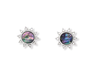 Silver Abalone Sun Earrings