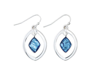 Silver Drop & Blue Charm Earrings