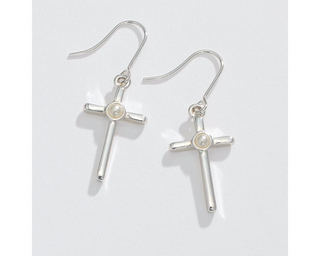 Cross With Pearl Earrings