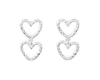Hammered Double Heart Earrings