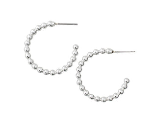 Silver Beaded Hoop Earrings
