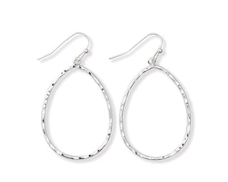 Hammered Silver Tear Drop Earrings