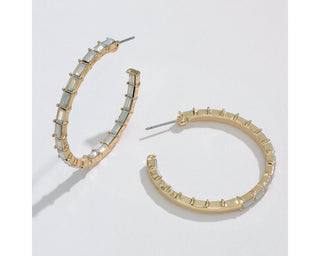 Gold & Opal Resin Hoop Earrings