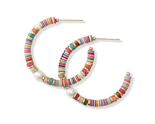 Multi-Color Disk Hoop Earrings