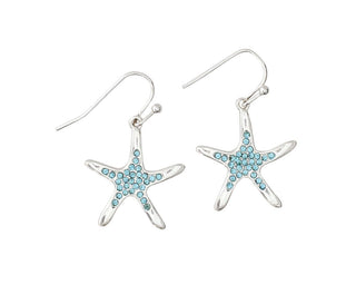 Blue Crystal Starfish Earrings